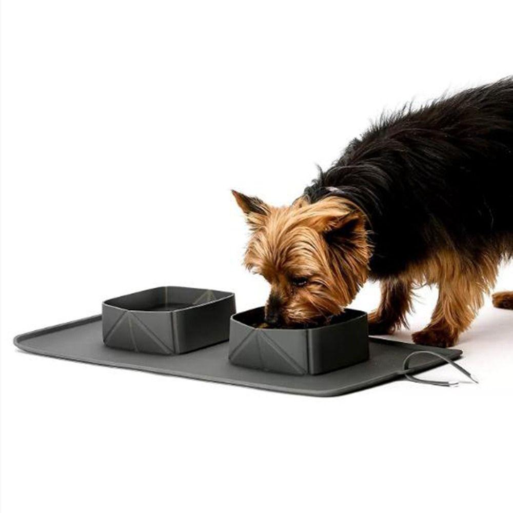 2-in-1 Silicone Folding Dog Bowl Anti Slip Cat Water Feeder Folding Double Bowls  for Dogs/Cats