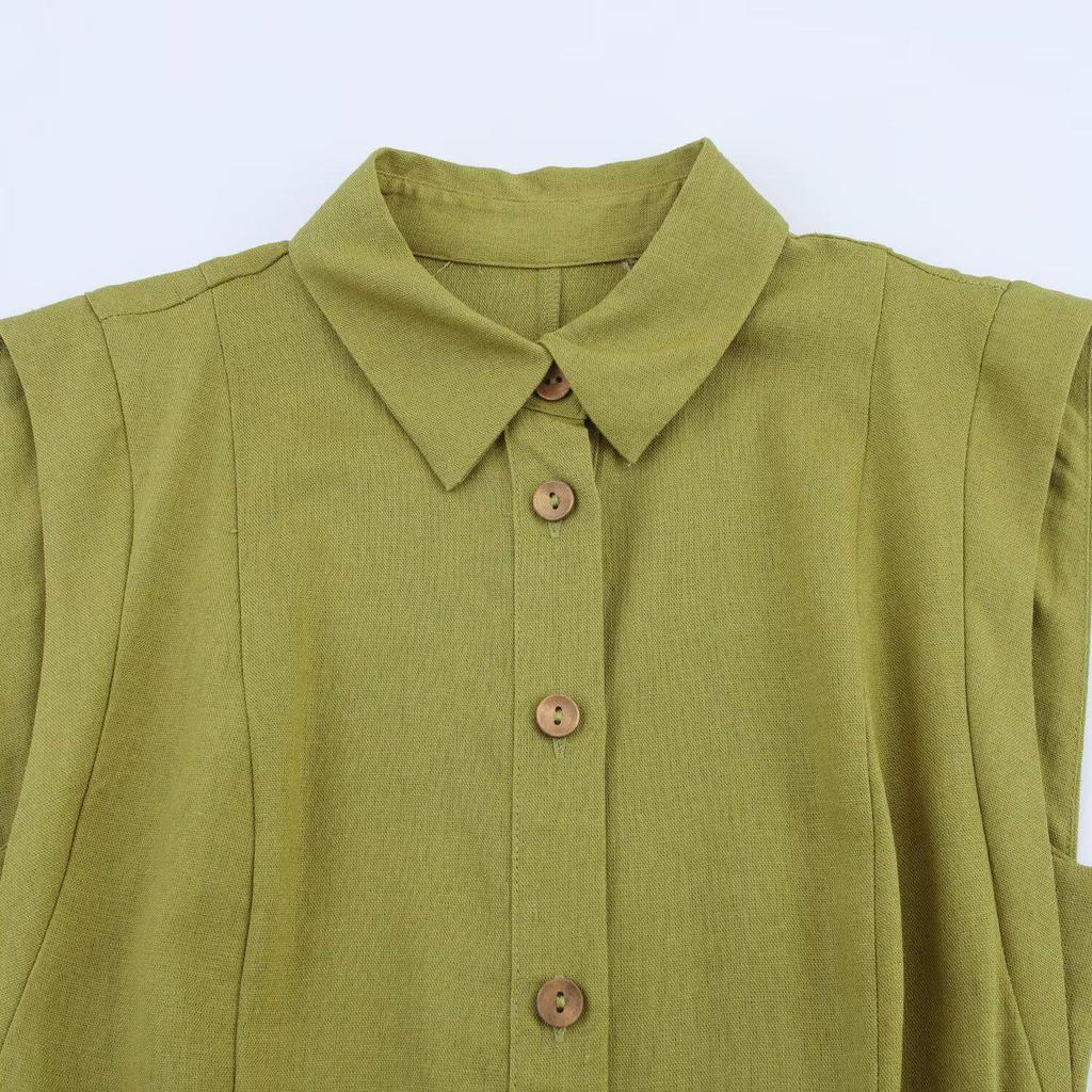 European American Women's Linen Blend Short Dress