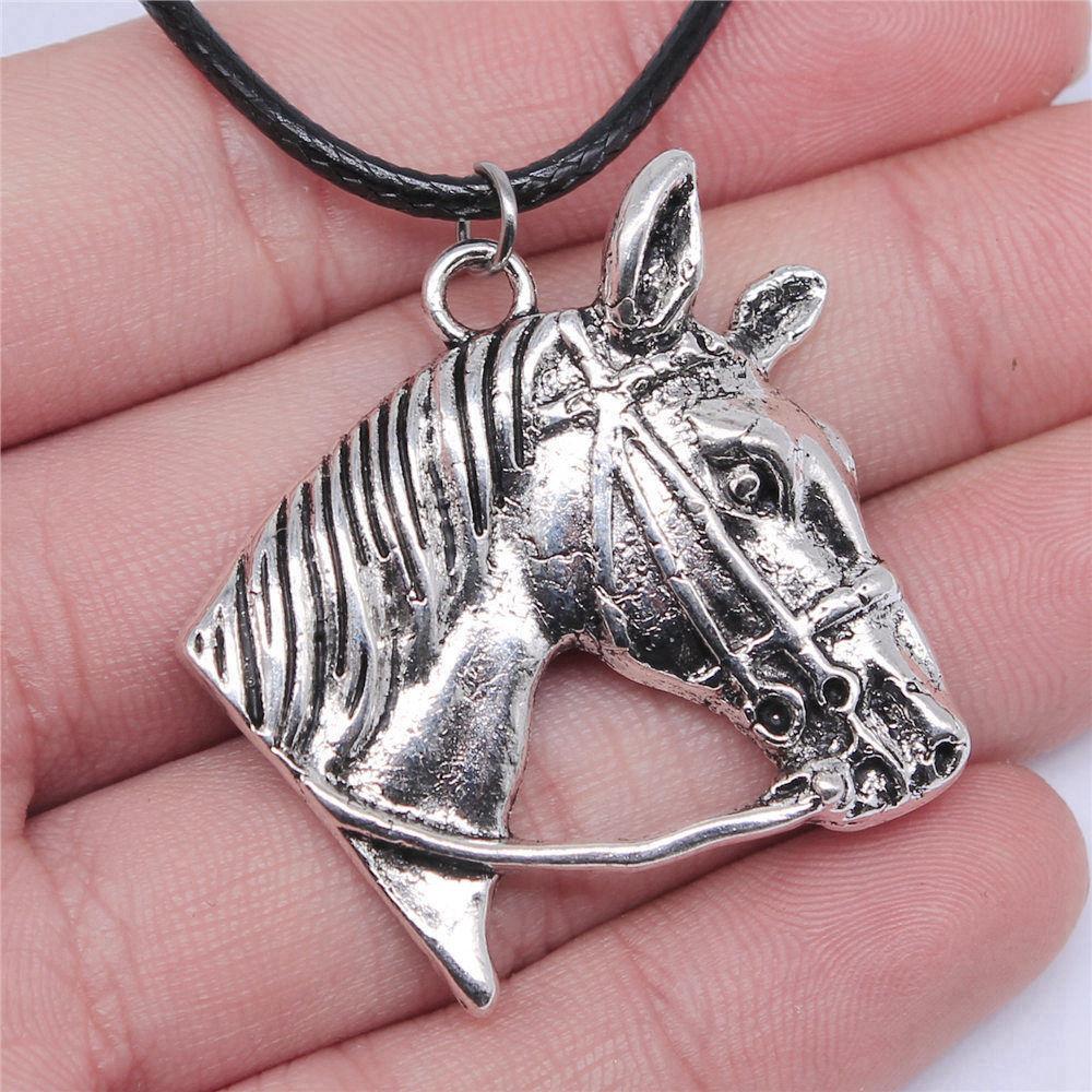 45cm Necklace Leather Chain Big Elephant And Horse Wedding Jewelry Findings QN027