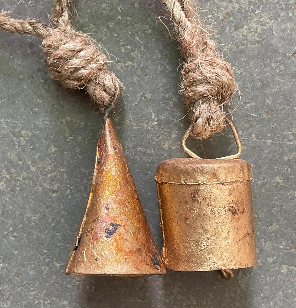Vintage Farmhouse Hanging Bells Set of 20, Antique Iron Jingle Bells for Christmas Ornaments and Rustic Boho DIY Home Wall Décor Crafts
