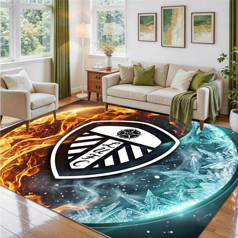Leeds United Football Design Crystal Velvet Rug Soft Decorative Mat for Bedroom Entrance
