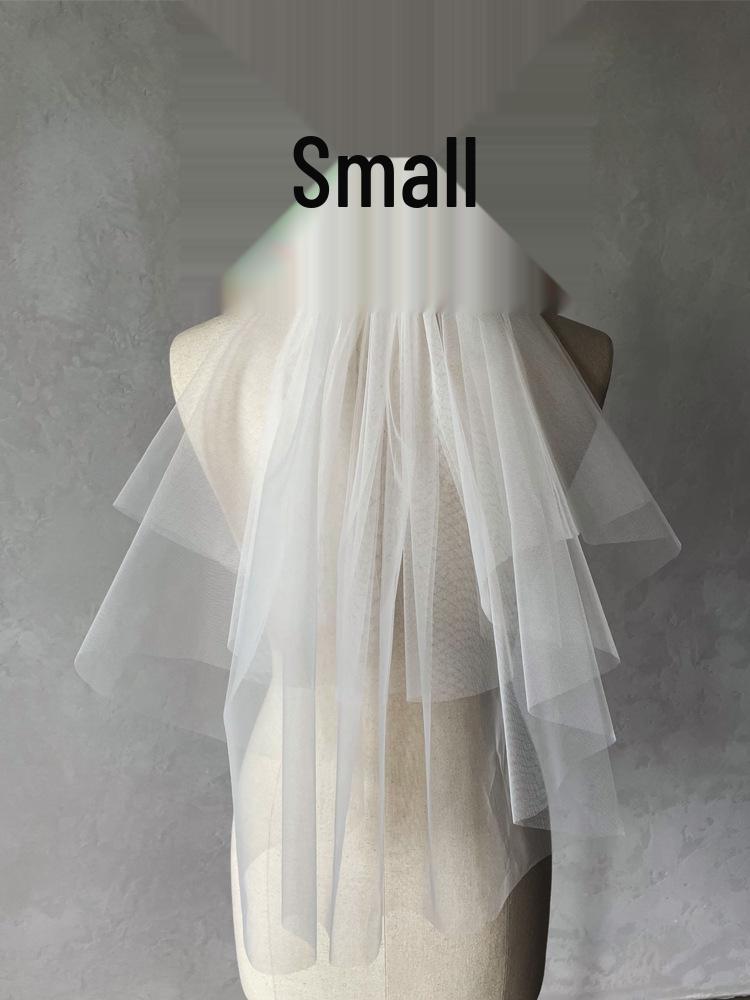 V302 White Double-Layer Bridal Veil with Bowknot and Comb for Weddings and Photo Shoots