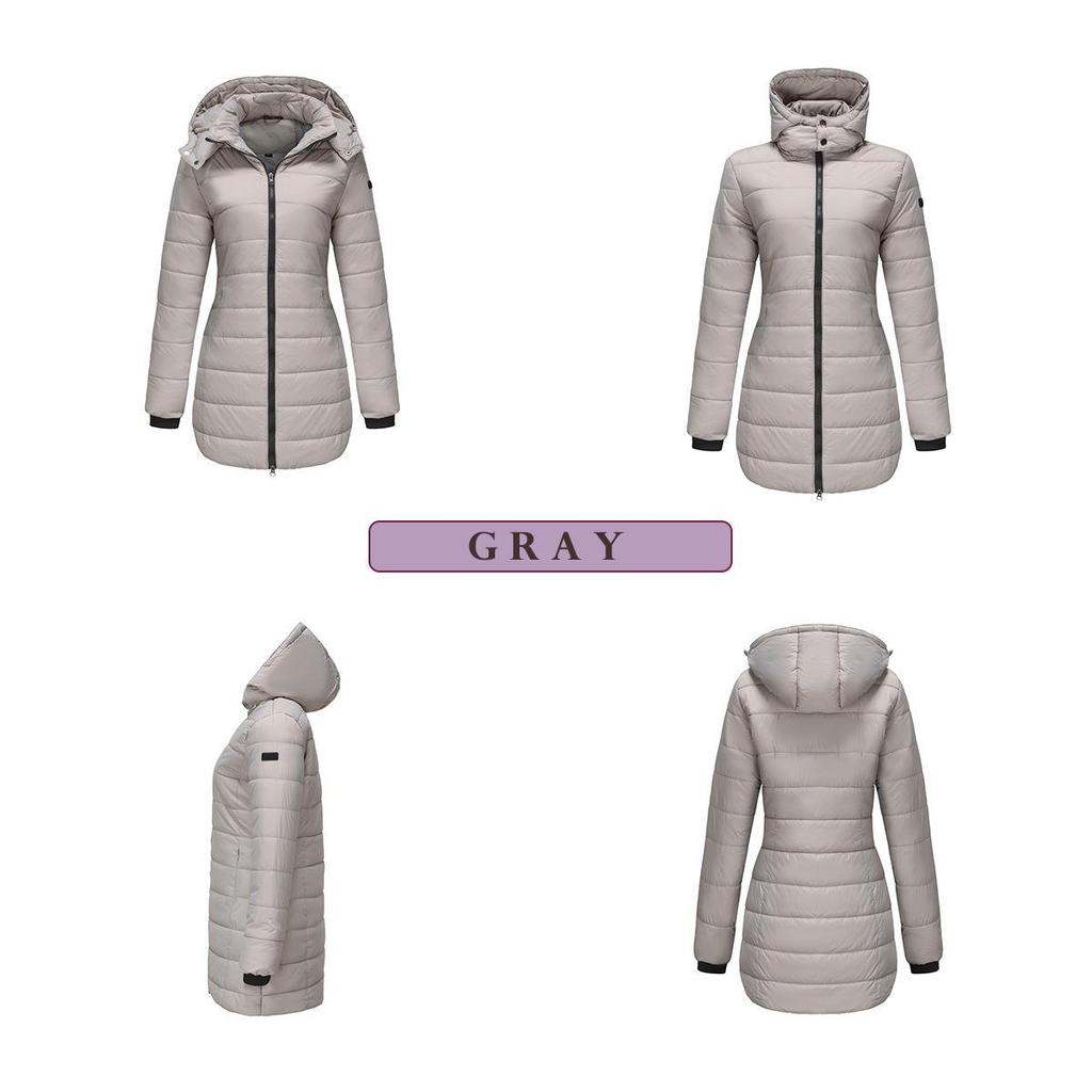 2023 Water-Repellent Cotton Parka with Detachable Hood and Long Sleeves - Warm Autumn/Winter Jacket for Women