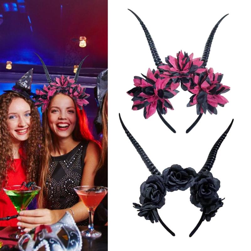 Halloween Devil Horns Headpiece With Comfortable Design Safe Costume Headband For Adults Cosplay Accessory