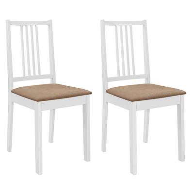 Vidaxl Chairs With Cushions, 2 Pcs, White, Solid Wood