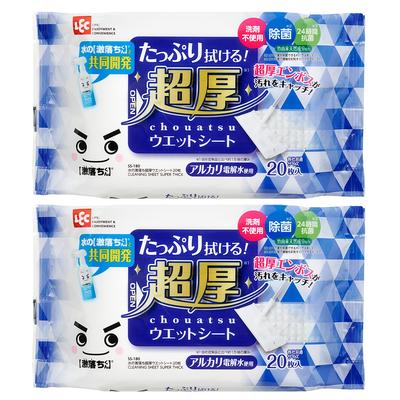 LEC Water Drops Super Thick Wet Sheets 20 Pieces Flooring Alkaline Electrolyzed (2 Pack) Sheet/Uses Water/S00921