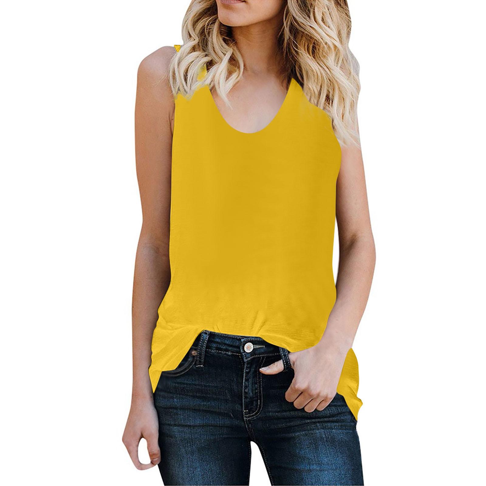 

Женская майка, повседневная летняя свободная рубашка без рукавов для отдыха, туника, майки, топы XL жёлтый