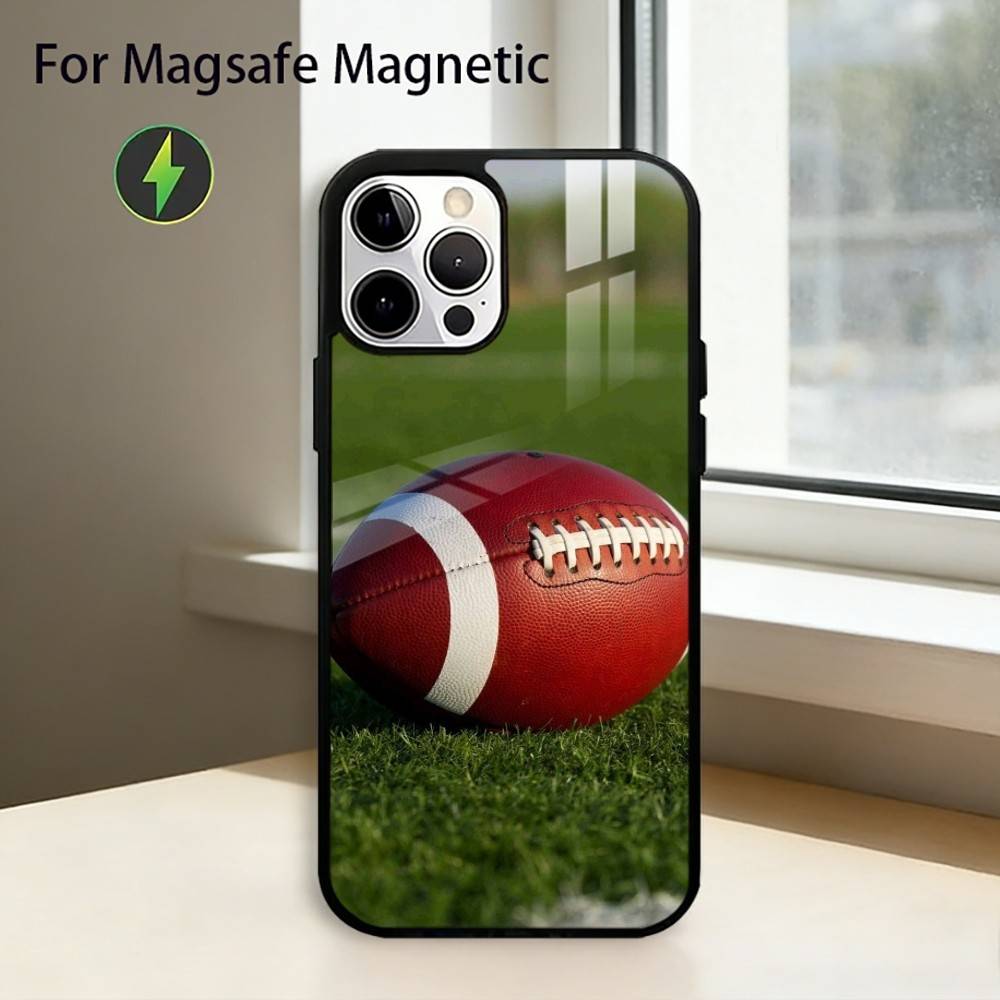 

American Football Sport Phone Case For iPhone17,16,15,14,13,12,11 Plus,Pro Magnetic with Magsafe Wireless Charging iPhone17Pro