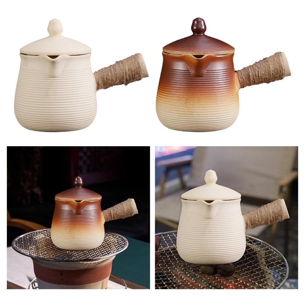 Chinese Ceramic Teapot with Lid Anti-scald Rope Handle Teapot Hotel Tea Lovers