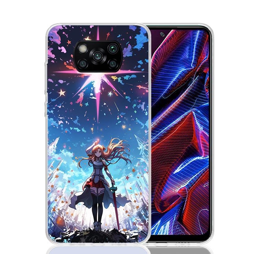 Anime Sword Art Online SAO Phone Case For Xiaomi Poco X7 X6 X5 Pro F7 Ultra Redmi 15C 15 13 13C 12 12C 10 10A 10C 9 9A 9C 9T Cov