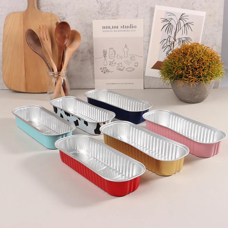 10pcs 200ml Aluminum Foil Loaf Pans With Lids Rectangle Non-Stick Baking Tins Bread Packing Container Disposable Bakeware Molds