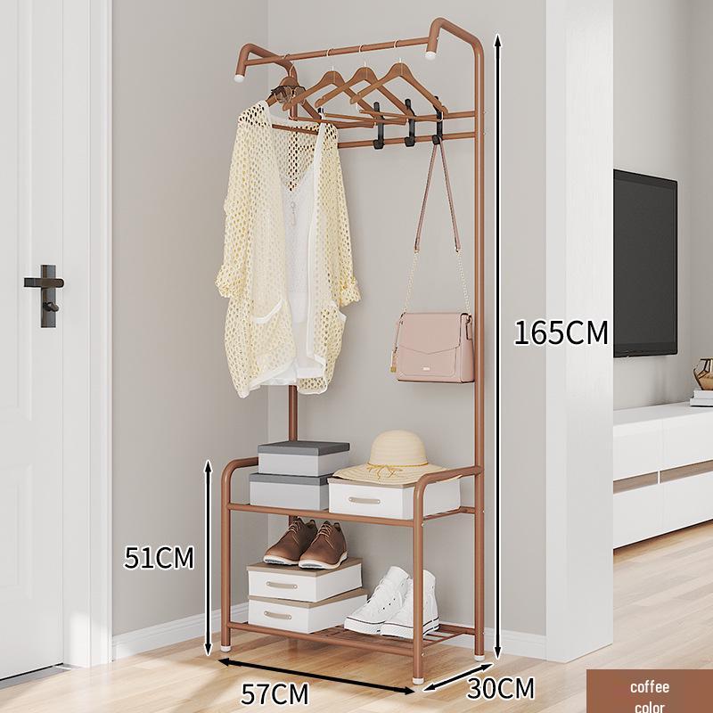 

Floor-Standing Clothes Rack: Bedroom Wardrobe, Coat Hanger, Storage Shelf, Creative Organizer. коричневий