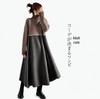 Cross2025 Herbst Winter Retro Strickkleid - Damen Koreanisch-Japanischer Stil, Mittellang, Über dem Knie, Laternenärmel, Wollkleid