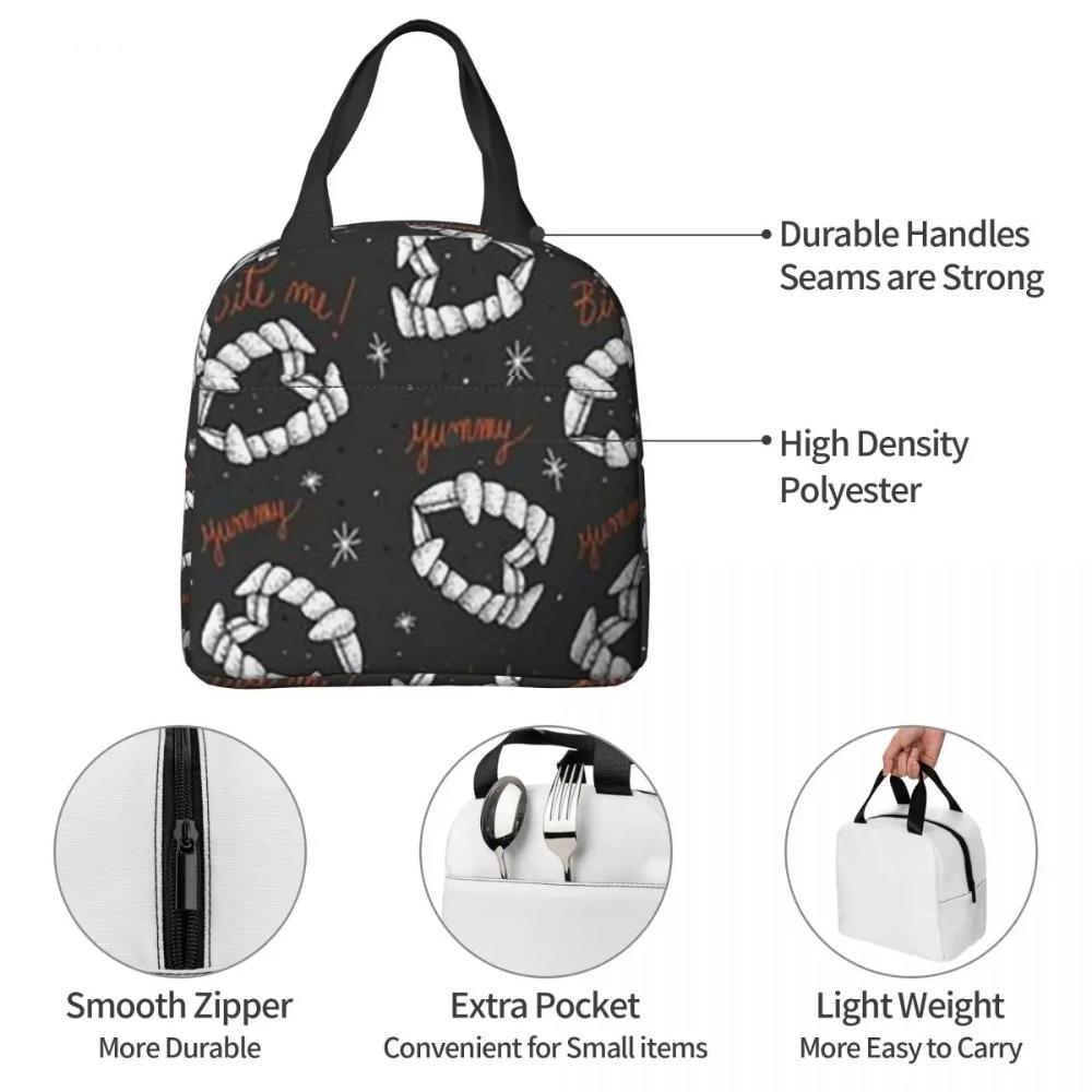 Tooth Halloween Zombie Pattern Insulated Lunch Bag for Women Office Cooler Thermal Food Box Tote Portable Lunch Boxes Container