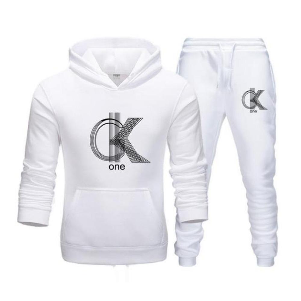 Herenmode Bedrukte Hoodie+Broek Set, Casual Sportkleding+Sportkleding Set