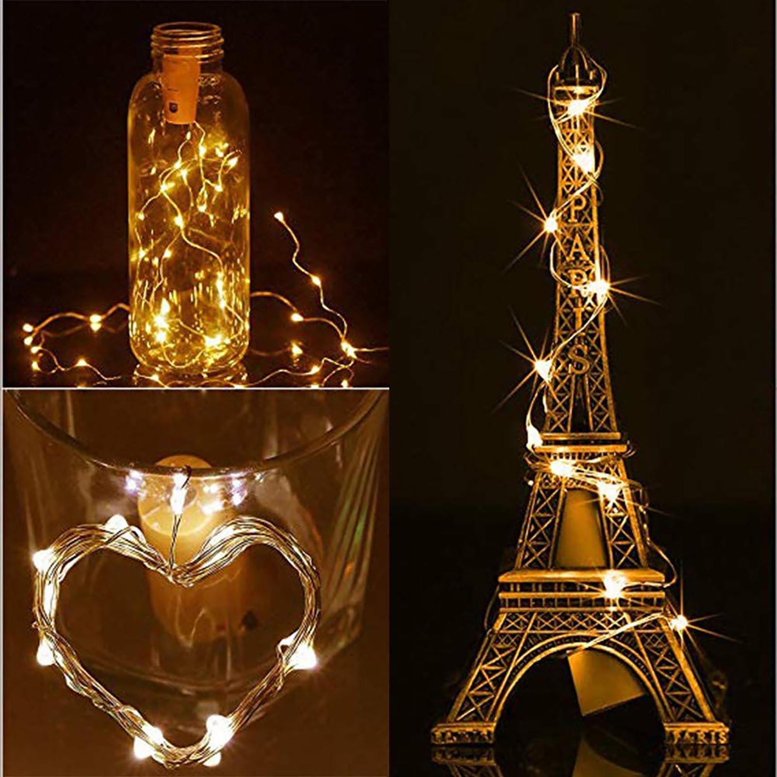 

Solar Powered LED Bottle Stopper String Lights 2 Meters 20 LEDs Copper Wire Battery Operated Outdoor Indoor Decorative Lighting бежевый