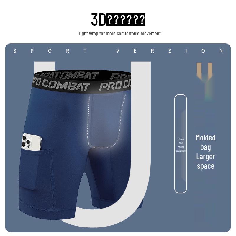 Shorts de Compression Homme à Séchage Rapide avec Poches pour la Course à Pied et le Basketball