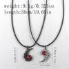Red Rhinestone Feather Couple Necklace Valentine's Day Jewelry Gifts for Women Men Angle Devil Pendant Necklaces Accessories
