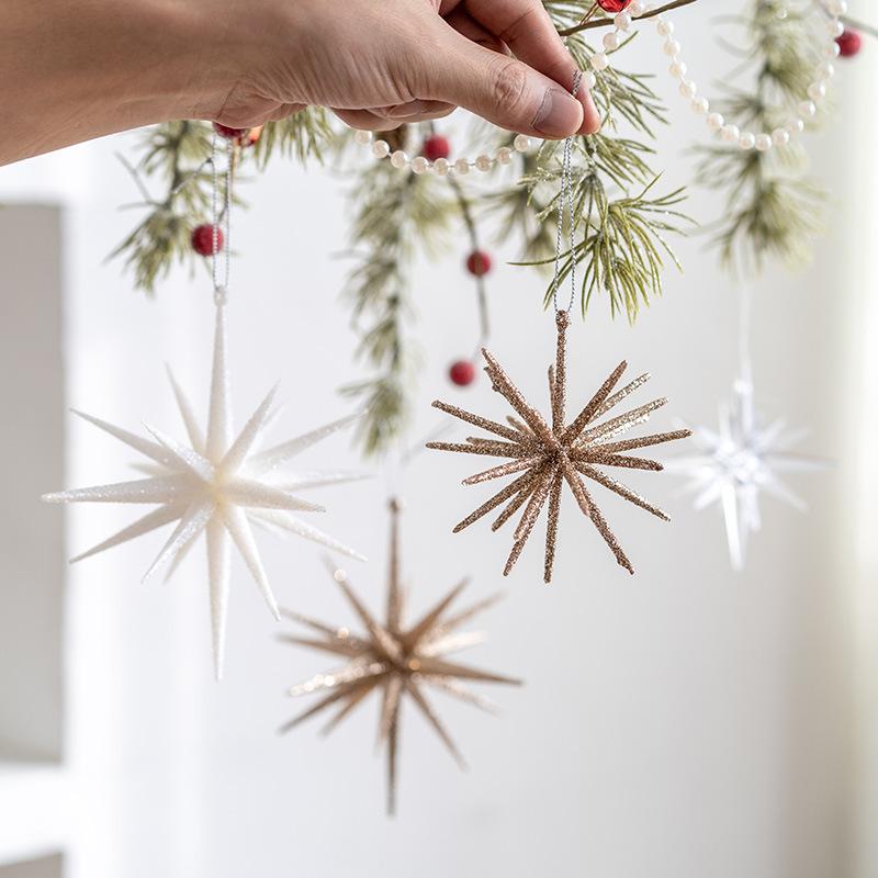Christmas Tree Decoration Hanging Christmas Decoration Champagne Color White Exploding Star Christmas New Year 7