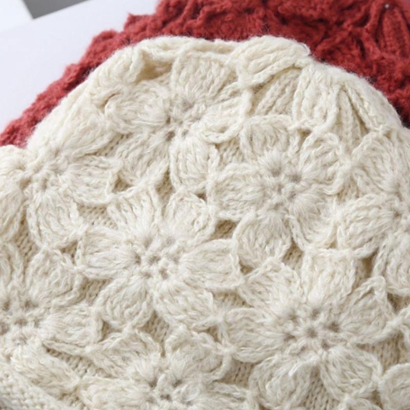 Häkelblumen-Damenmütze Gestrickte Damenmütze Multifunktionale Tragbare Kopfdekorationen für Drinnen, Draußen, Reisen, Camping