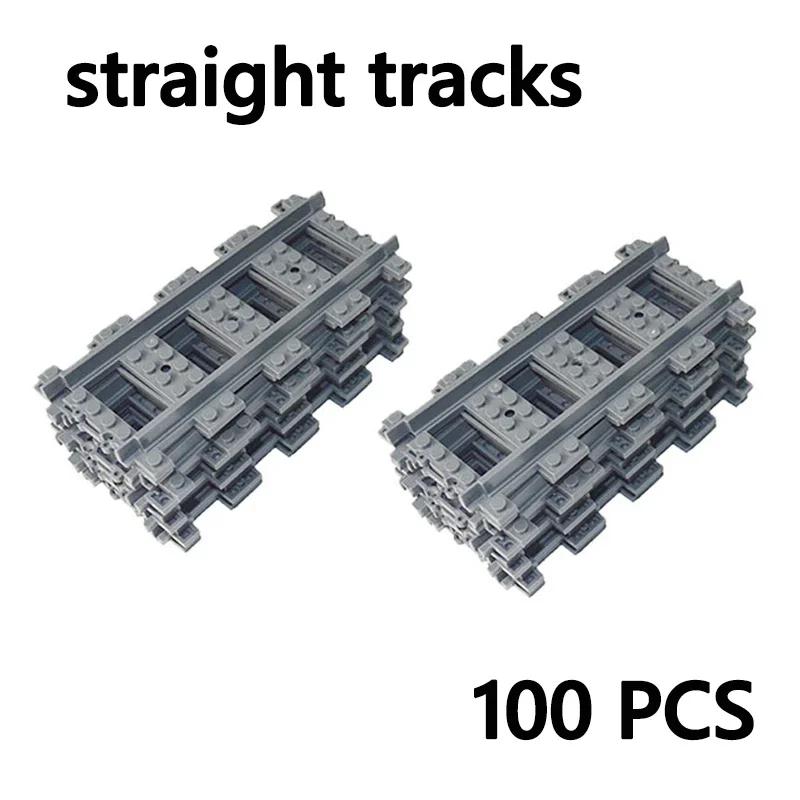 City Trains Diy Building Blocks Straight Curved Rail Bricks Parts Bridge Tunnel Model Soft Flexible Cross Tracks Railway Moc Toy