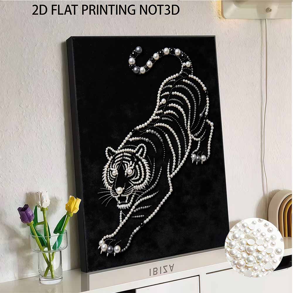 DIY Pearl Embroidery Diamond Painting Kit Majestic Tiger Sparkling Beads Art Craft Handmade Decoration Gift for Home