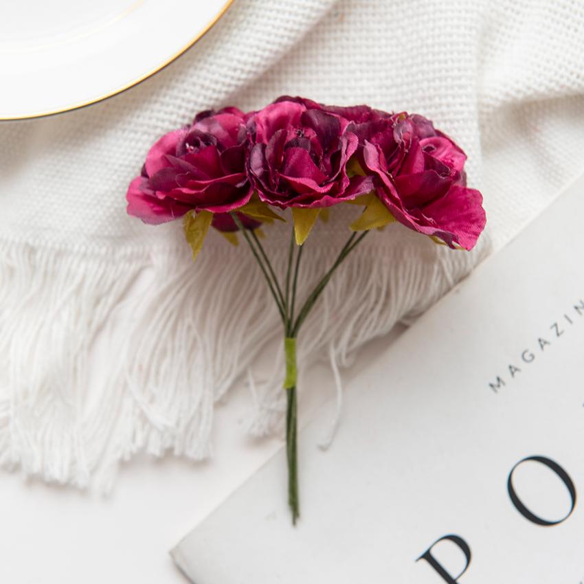 18 PCS Fleurs Artificielles Mini Bouquet en Soie Décoration de Mariage DIY Couronne Décoration de Noël Vase pour Maison Jardin Scrapbooking