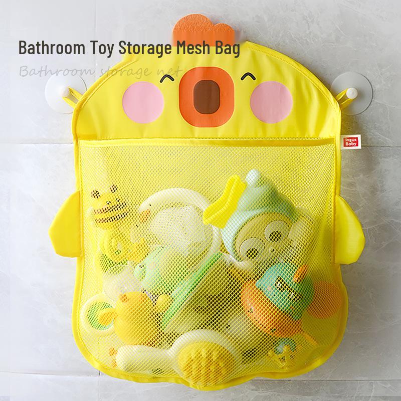 Cartoon Duck Baby Bath Storage Mesh Bag with Suction Cups