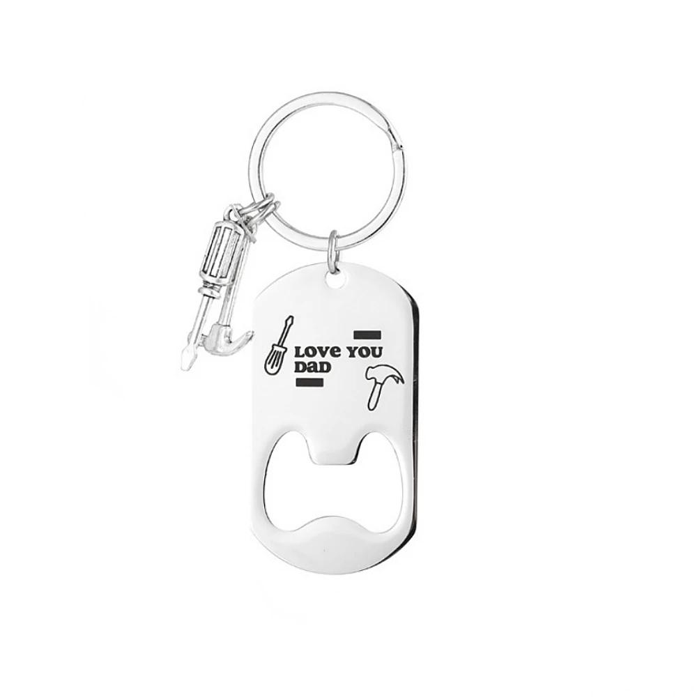 Exquisite Stainless Steel Lettering Keychains Creative Beer Bottle Opener Keyring Men Car Trinket Accessories Father's Day Gifts