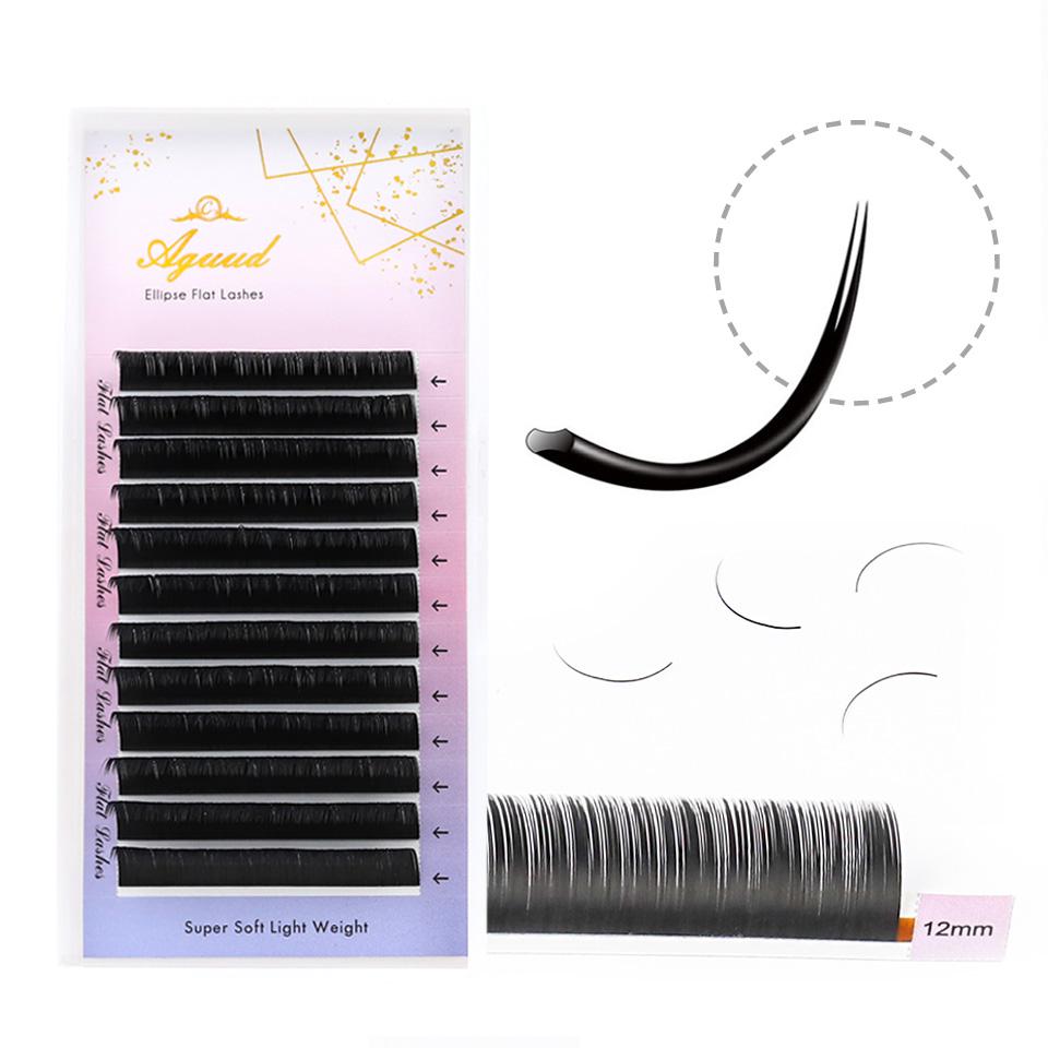 AGUUD B C CC D DD Curl 7mm Flat Ellipse Individual Eyelash Extension Split Tips Classic False Eyelash Supplies Natural Flat Lash