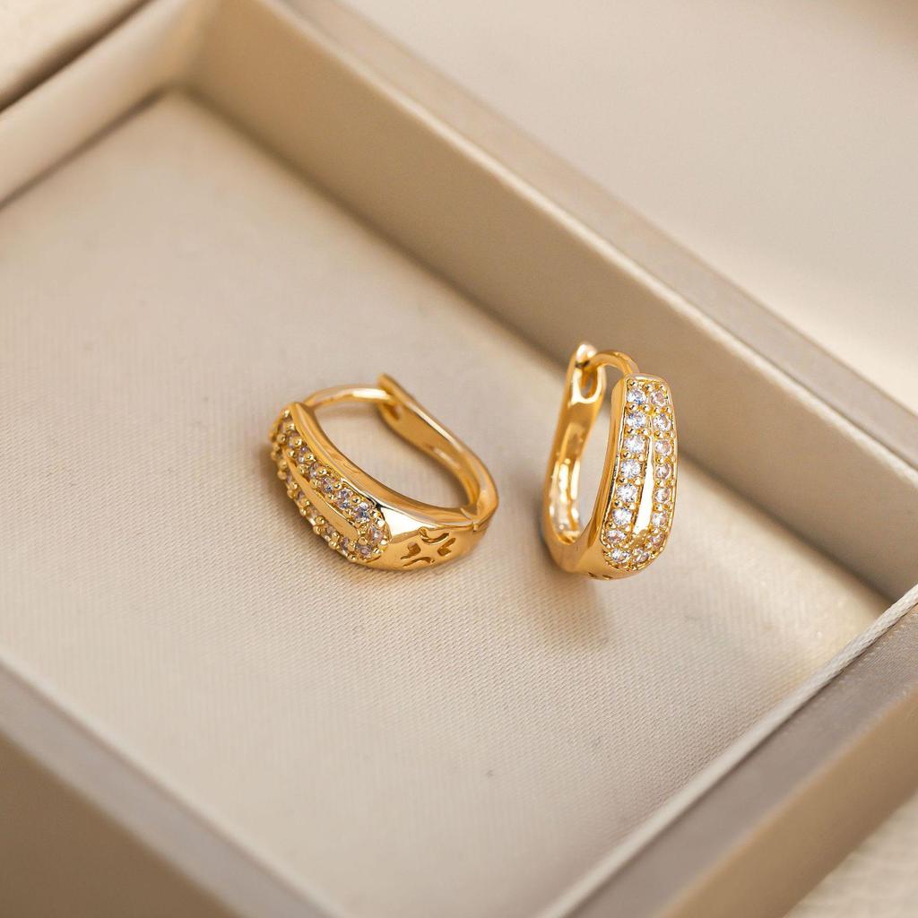 2024 Luxe Cross Micro-Inlaid Earrings: Versatile Niche Design for Autumn/Winter