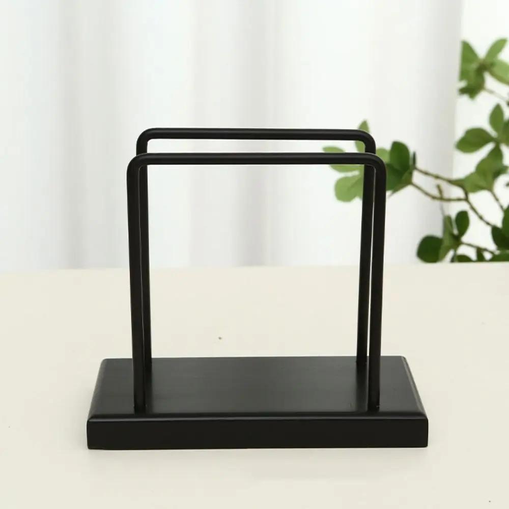 Wooden Base Napkin Paper Holder Standing Non-slip Tissue Storage Rack Vertical Space-saving Tissue Dispenser Stand Dining Room