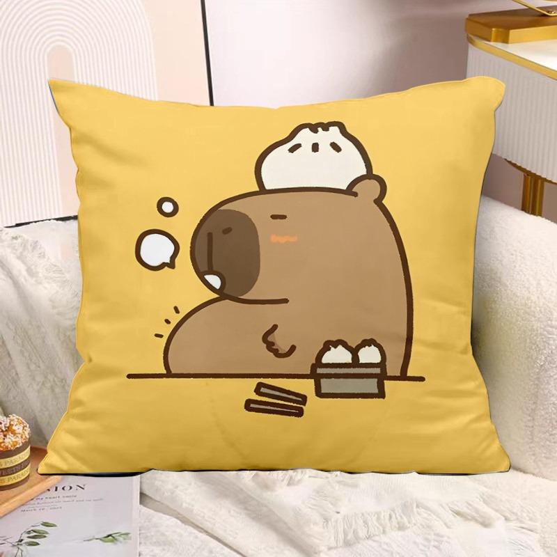 Cute Capybara Print Decorative Pillowcase Bedroom Living Room Square Cushion Pillowcase