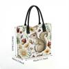  Cute Squirrel Floral Casual Canvas Tote Bag for Daily Shopping