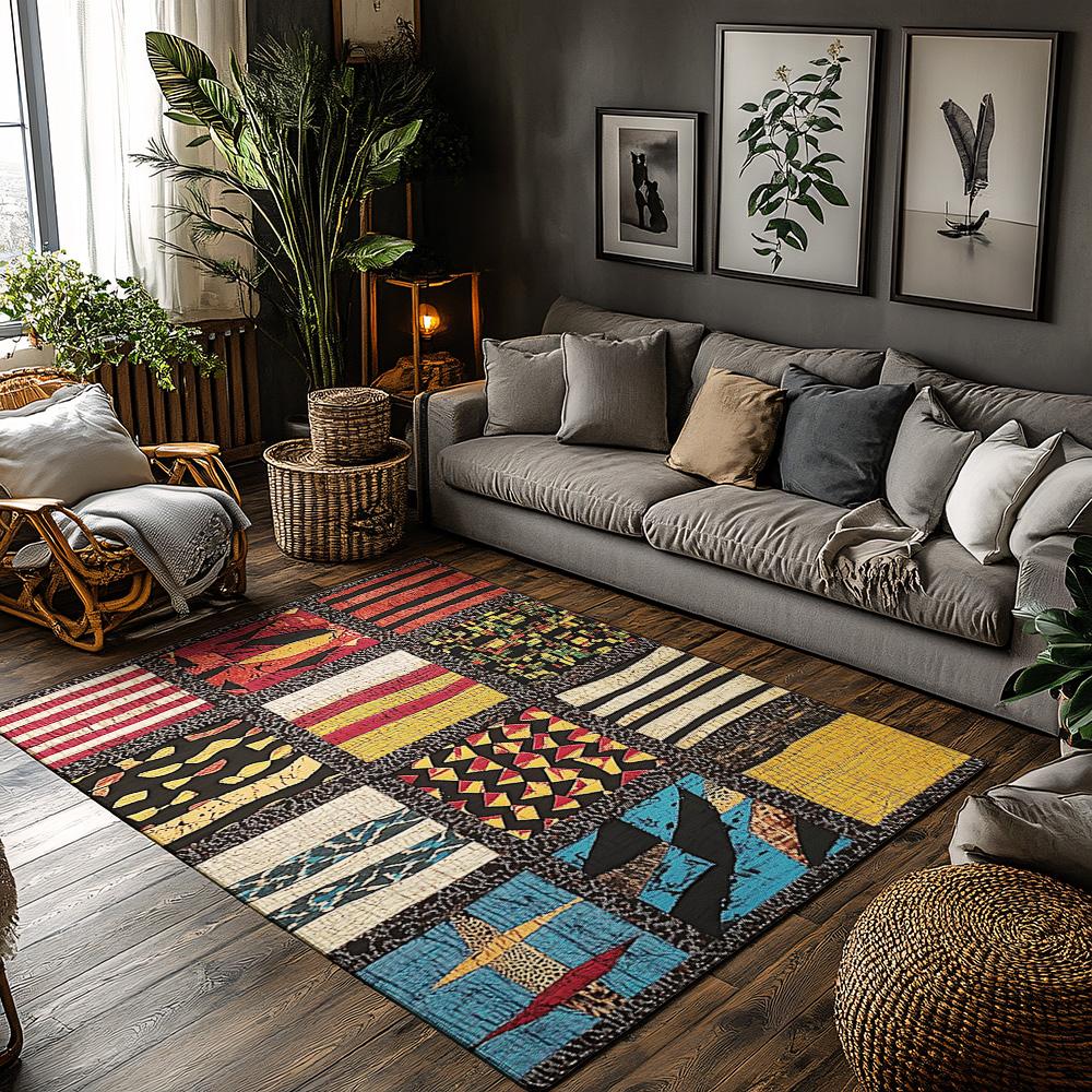 

Abstract Area Rug Modern Geometric Non-Slip Living Room Carpet Floor Mat Home Decor Bohemian Chic Floor Covering Indoor Accent R 50x80cm