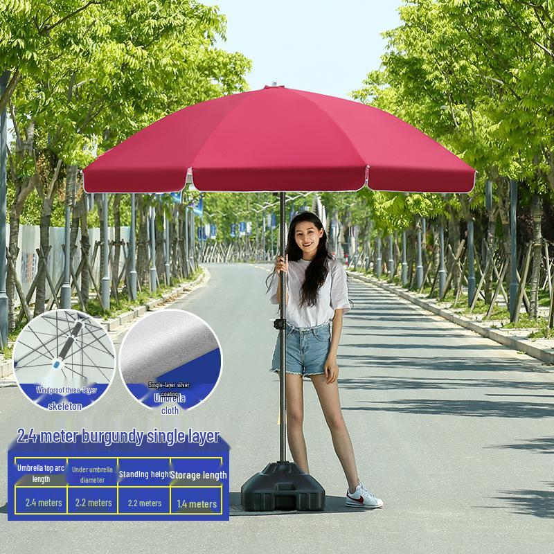 Großer Outdoor-Gewerbeschirm mit Doppelrippen - Sonnenschirm für Sonne, Werbung und Standnutzung
