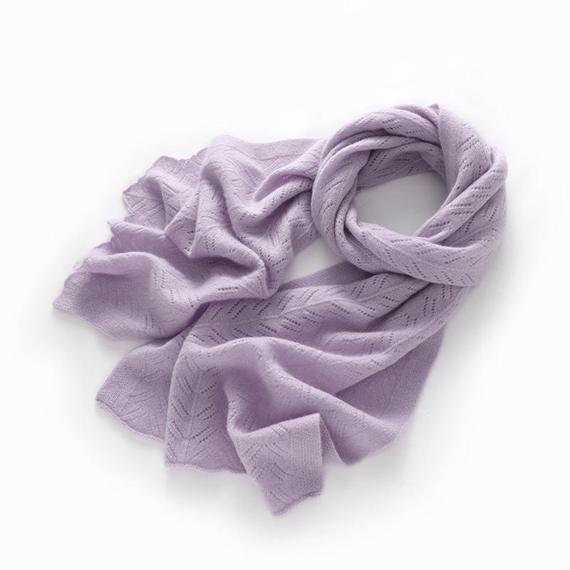 Women's Soft Cashmere Scarf: Cozy, Hollow Design for Fall/Winter. Versatile, Solid Color, Korean Style Knit Shawl.