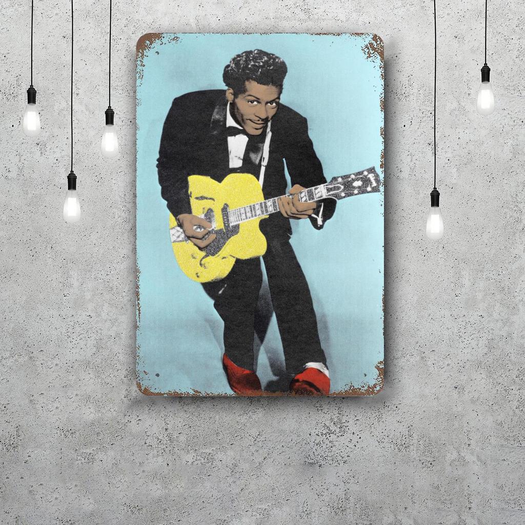 Chuck Berry Band Decor Poster Vintage Tin Sign Metal Sign Decorative Plaque for Pub Bar Man Cave Club Wall Decoration