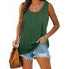Women's Solid Color Henley Tank Top, Round Neck Button Front Sleeveless Loose Casual Summer Daily Wear T-shirt