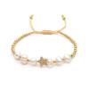 European & American Style Pearl Bracelet with Star Charm and Micro-Inlaid Diamonds