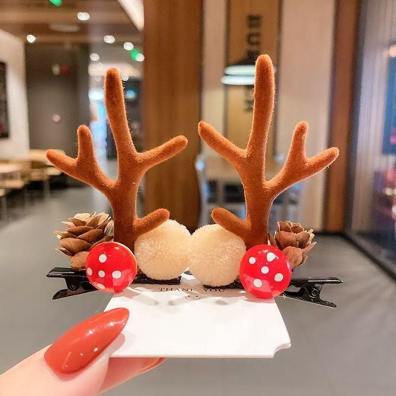 Korean Ins Style Kids' Christmas Antler Hair Clip - Cute Baby and Little Girl Hair Accessory