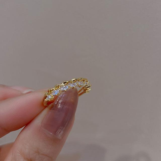 

ANENJERY Французькі романтичні багатошарові каблучки з перлами для жінок золотого кольору блискучі каблучки з цирконом Ювелірні вироби Resizable