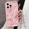 iPhone16/15ProMax mobile phone case with lanyard bow, Apple 14/13 bracelet 12pro11.