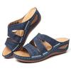Sommer Neue Damen Casual Keilsandalen Lässige Zehensandalen Vintage Rutschfestes Leder Lässige Damen Plateau Retro Schuhe