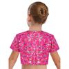 Girls Metallic Leopard Print T-Shirt Crop Top Short Sleeve Round Neck Cheerleading Costume