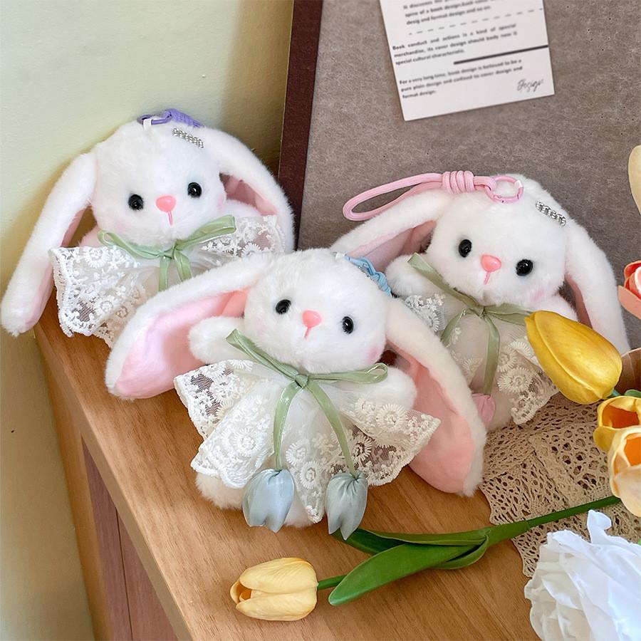Plush Bunny Keychain With Lace Hoodie For Girls And Kids Gift