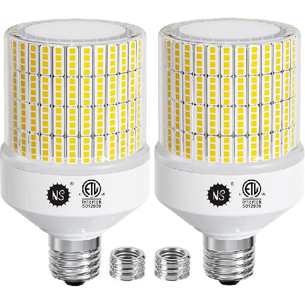 NS 2 Pack 7530 Lumen A19 60W LED Corn Light Bulbs E26 Medium Base 6500K Cool White for Home Garden Lighting Garage Backyard Office Household