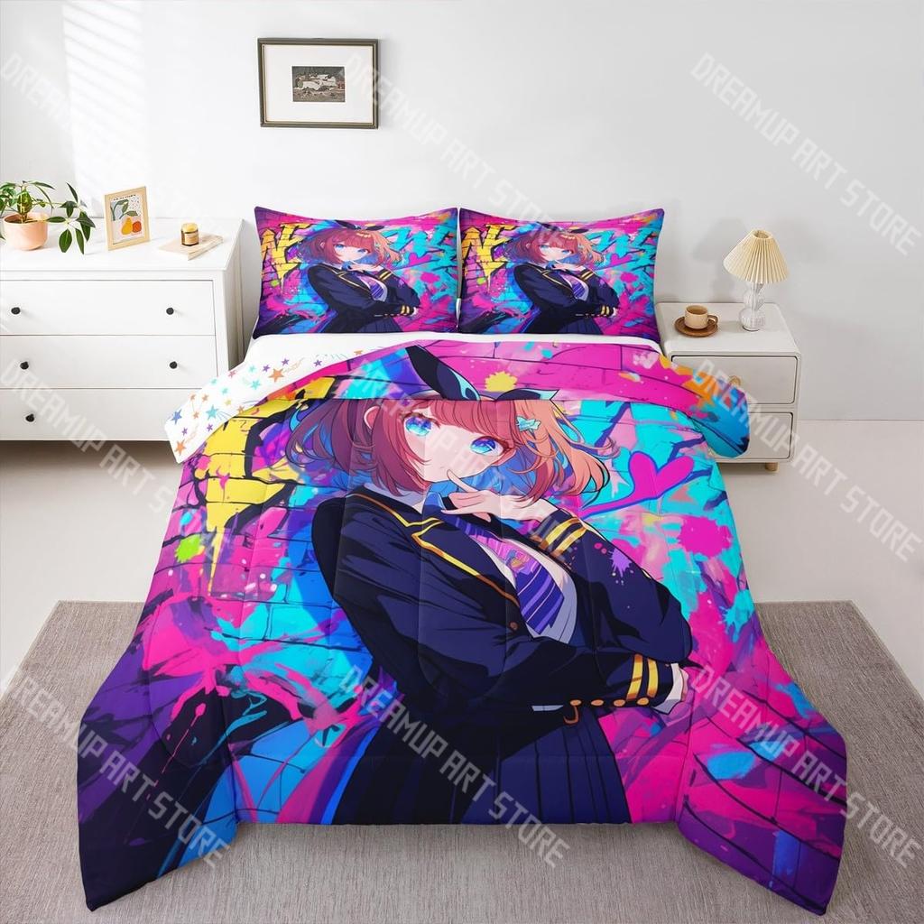 Fashion Japanese Anime Cartoon Bedding Set Single Twin Full Queen King Size Bed Set Kids Bedroom Duvetcover Sets Bed Sheet Set