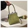 Borsa a Mano Retro Opaca di Grande Capacità con Chiusura a Bacio in Pelle PU Borsa a Tracolla con Chiusura a Clip Borsa a Mano Corta Borsa a Spalla Shopping