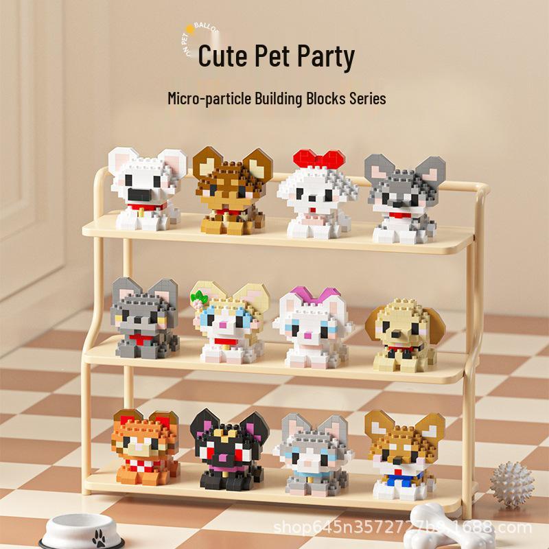 Pet Series Building Blocks: Kitten & Puppy Edition - Educational Micro Blocks for Kids, Desktop Ornament, New Year Gift